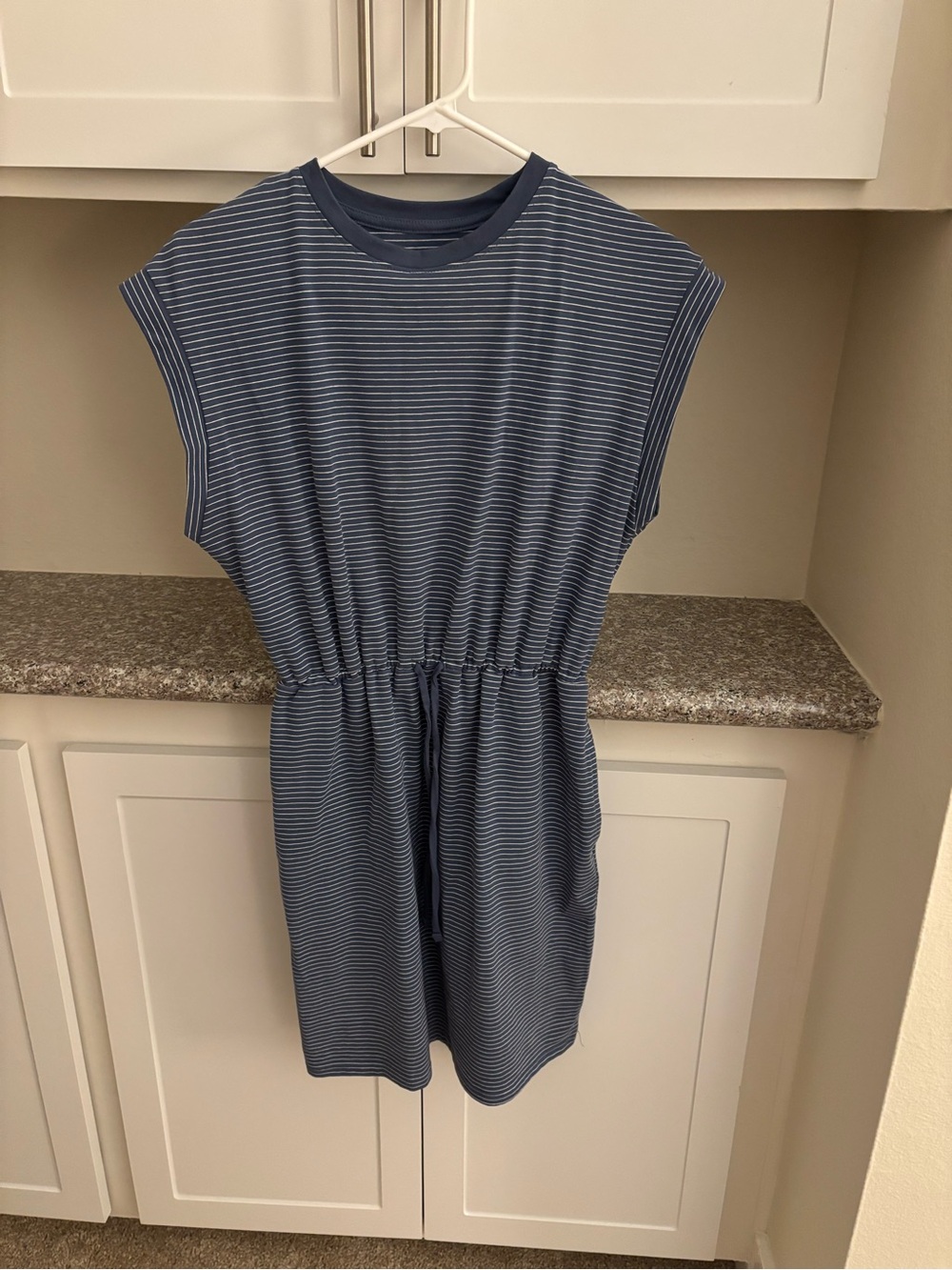A New Day Striped Blue Casual Drawstring Waist Dress